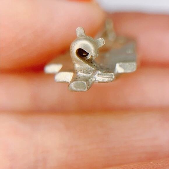 Antique Art Deco Paste Stone Brooch, Vintage 30s Glass Pin Pot Metal Geometric - Picture 4 of 6